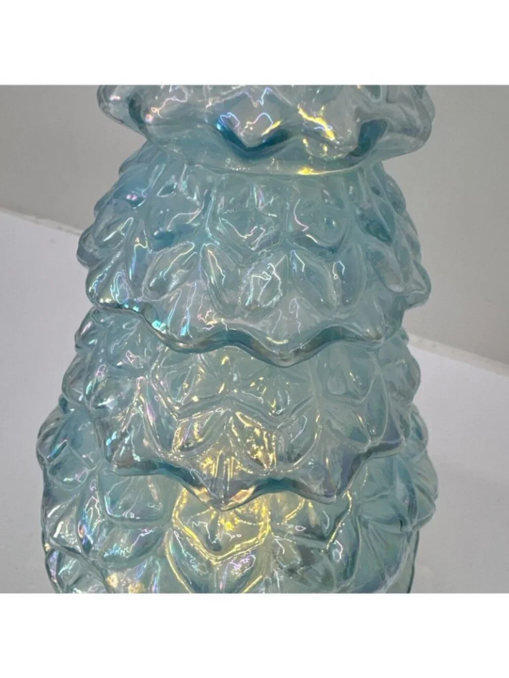 Light Blue Iridescent Glass Christmas Tree LED Lights 11